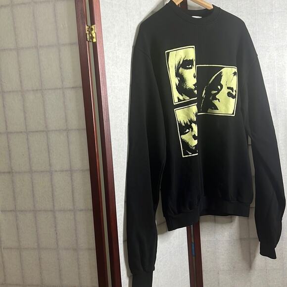 BILLIE EILISH GRAPHIC HAPPIER THAN EVER WORLD TOUR 100% ORGANIC SWEATSHIRT SZ  L - Picture 1 of 8